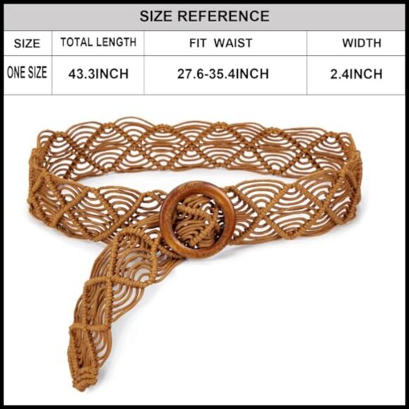 Hand Woven Wax Rope Braid Waist Belt Bohemian Style main image 7